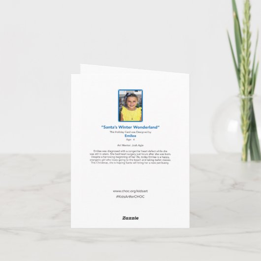 Santa's Winter Wonderland - Kinder kunst voor CHOC Kaart (Achterkant)