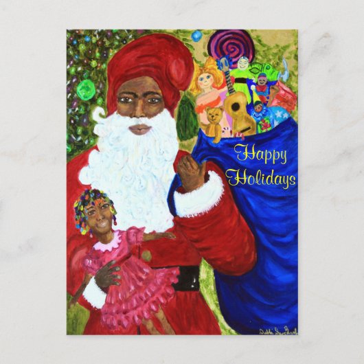 Santa's Wish Briefkaarten - Zwarte kerstcadeautjes (Voorkant)