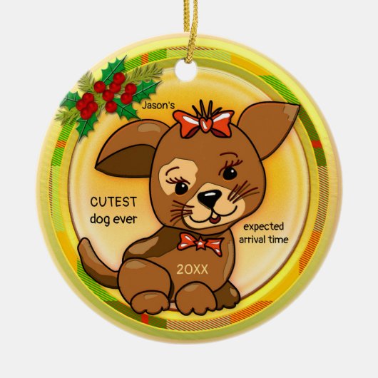 Santa's Wish List Cutest Puppy Dog Keramisch Ornament (Voorkant)