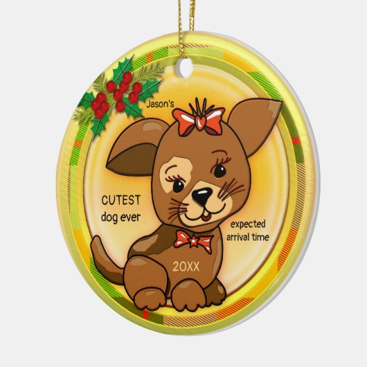 Santa's Wish List Cutest Puppy Dog Keramisch Ornament (Links)