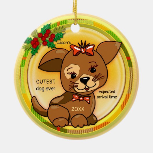 Santa's Wish List Cutest Puppy Dog Keramisch Ornament (Achterkant)