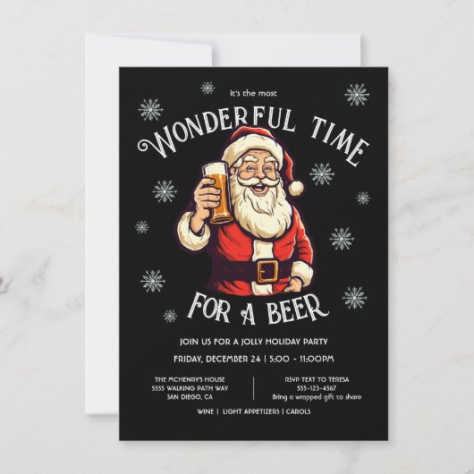 Santa's Wonderful Time voor Bier Kerstfeest Kaart (Voorkant)