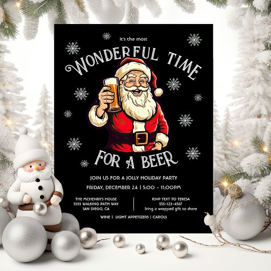 Santa's Wonderful Time voor Bier Kerstfeest Kaart