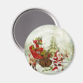 Santa's Woodland Stop - Rendier & Sleigh Magnet (Voorkant / Achterkant)