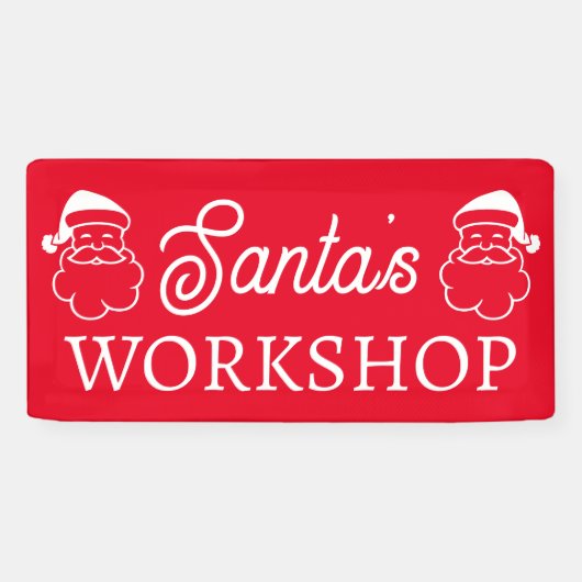 Santa's Workshop aangepaste rode banner (Horizontaal)