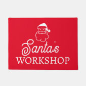 Santa's Workshop aangepaste rode deurmat (Voorkant)