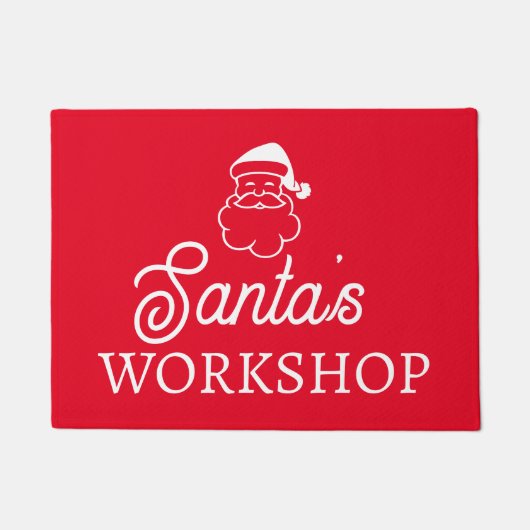 Santa's Workshop aangepaste rode deurmat (Voorkant)
