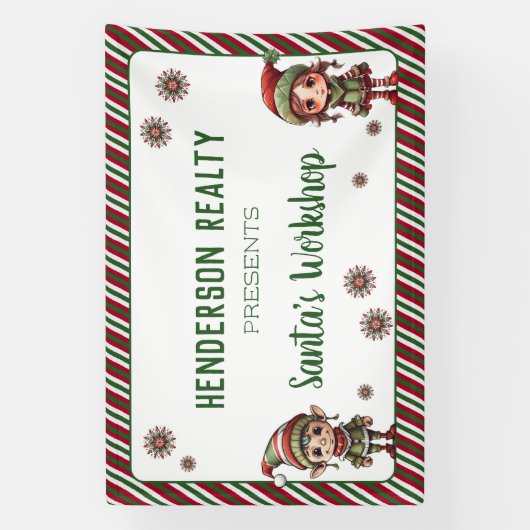 Santa's Workshop Bedrijf Vakantie Party Spandoek (Verticaal)