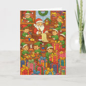 Santa's Workshop Busy Elves Custom Christmas Kaart (Voorkant)