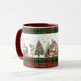 Santa's Workshop Elfen Rood Groen Kerst Tartan Mok