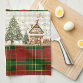 Santa's Workshop Elfen Rood Groen Kerst Tartan Theedoek (Quarter Fold)
