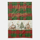 Santa's Workshop Elfen Rood Groen Kerst Tartan Theedoek (Verticaal)