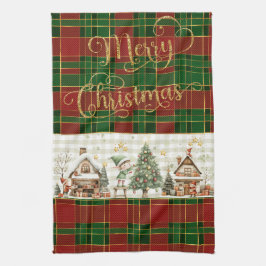 Santa's Workshop Elfen Rood Groen Kerst Tartan Theedoek