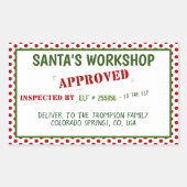 Santa's Workshop geïnspecteerd en goedgekeurd cade Rechthoekige Sticker (Voorkant)