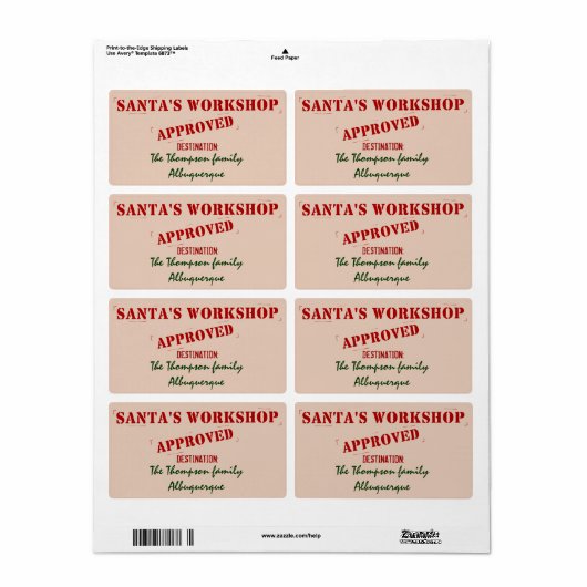 Santa's Workshop Gepersonaliseerde Labels (Full Sheet)