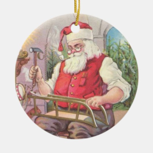 Santa's Workshop Keramisch Ornament (Voorkant)