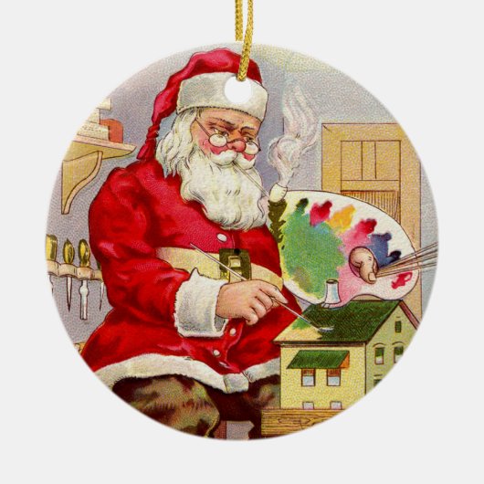 Santa's Workshop Keramisch Ornament (Voorkant)