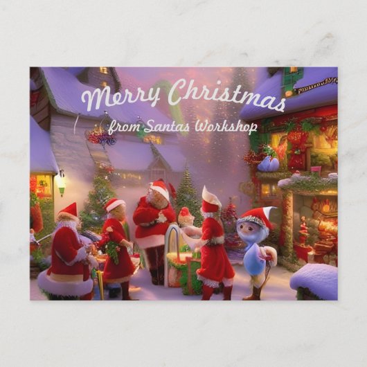Santas Workshop-kerstpostkaart Briefkaart (Voorkant)