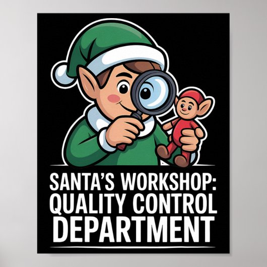 Santas Workshop Kwaliteitscontrole Kerstmis Kerstm Poster (Voorkant)