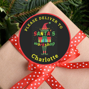 Santa's Workshop Levering Gepersonaliseerde vakant Ronde Sticker