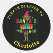 Santa's Workshop Levering Gepersonaliseerde vakant Ronde Sticker (Voorkant)