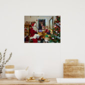 Santa's Workshop met poppen en speelgoed Poster (Keuken)