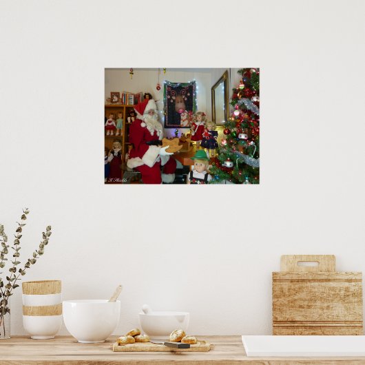 Santa's Workshop met poppen en speelgoed Poster (Keuken)