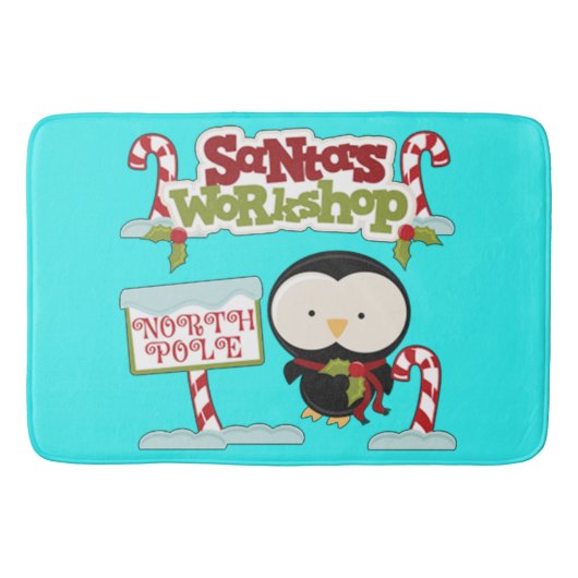 Santa's Workshop Penguin Badmat (Voorkant)