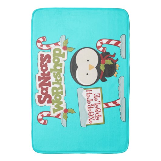 Santa's Workshop Penguin Badmat (Voorkant Verticaal)