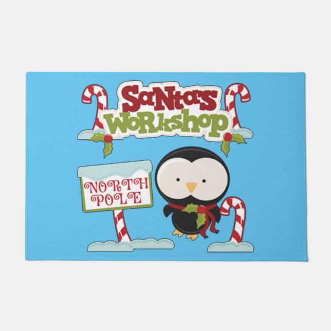 Santa's Workshop Penguin Deurmat (Voorkant)