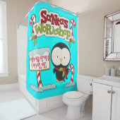 Santa's Workshop Penguin Douchegordijn (In situ)