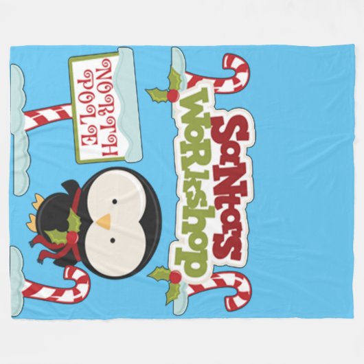 Santa's Workshop Penguin Fleece Deken (Voorkant (Horizontaal))