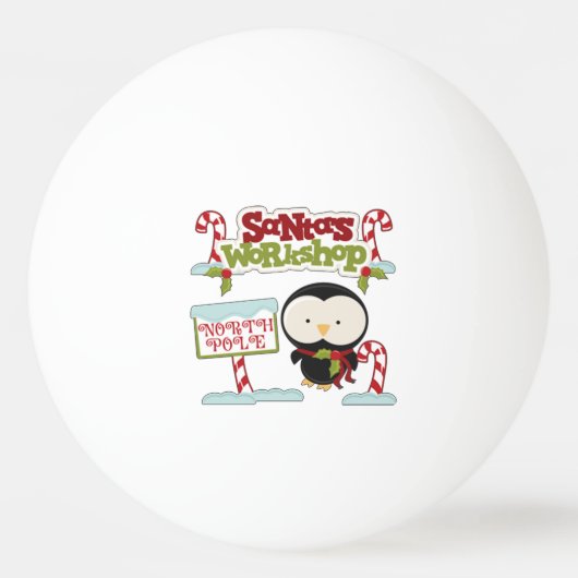 Santa's Workshop Penguin/Jolly-Feestdagen Pingpongbal (Voorkant)