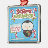 Santa's Workshop Penguin Metalen Ornament (Links)