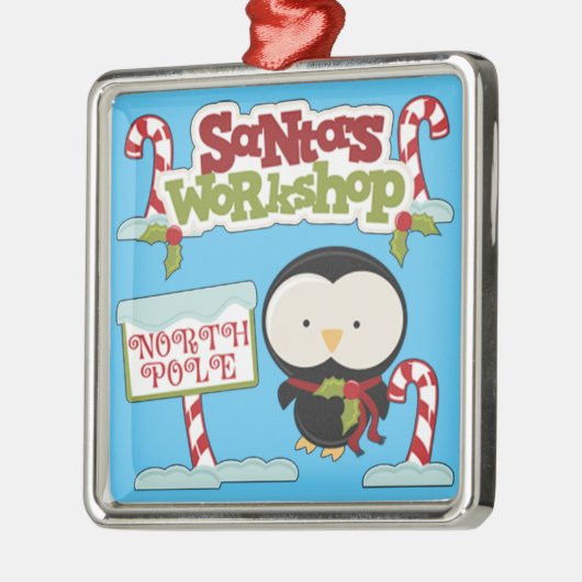 Santa's Workshop Penguin Metalen Ornament (Links)