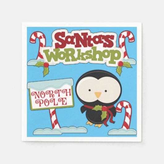 Santa's Workshop Penguin Servetten (Voorkant)
