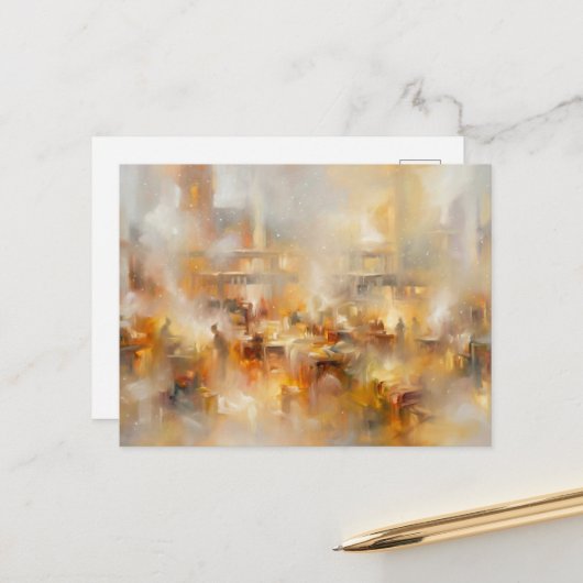 Santa's Workshop Romantic Style Postcard Feestdagenkaart (Voorkant / Achterkant in situ)