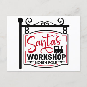 Santa's Workshop Sign Holiday Briefkaart