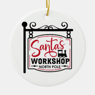 Santa's Workshop Sign Keramisch Ornament