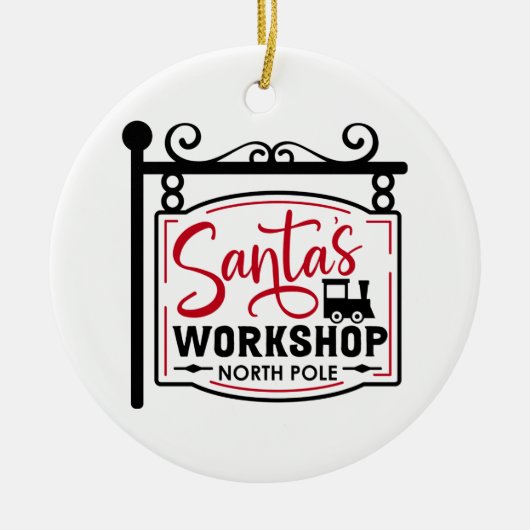 Santa's Workshop Sign Keramisch Ornament (Voorkant)