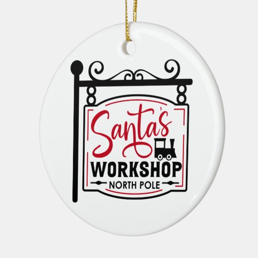Santa's Workshop Sign Keramisch Ornament (Links)