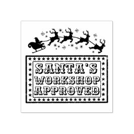 Santa's workshop speelgoed goedkeuringsstempel met rubberstempel