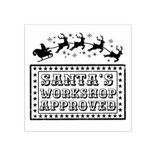 Santa's workshop speelgoed goedkeuringsstempel met rubberstempel