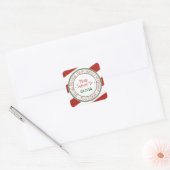 Santa's Workshop Stripe-kerstcadeau Vierkante Sticker (Envelop)