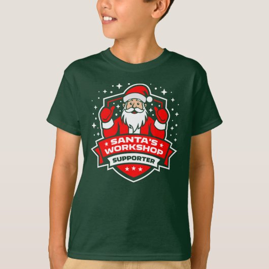 Santa's Workshop Supporter Leuke Kerst T-shirt (Voorkant)