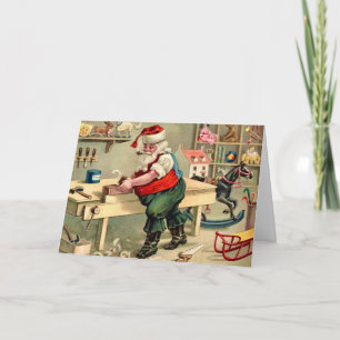 Santa's Workshop Vintage Christmas Kaart
