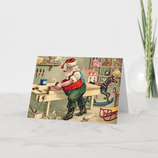 Santa's Workshop Vintage Christmas Kaart (Voorkant)