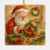 Santa's Workshop Wreath Maker Personalized Keramisch Ornament (Voorkant)