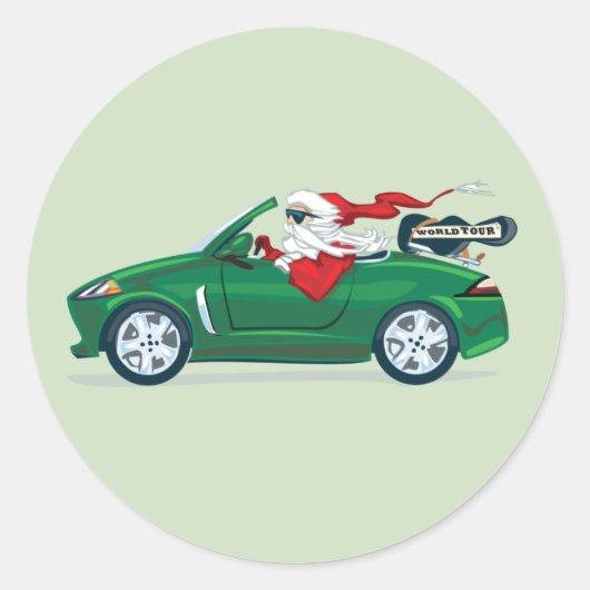 Santa's World Tour Convertible Ronde Sticker (Voorkant)