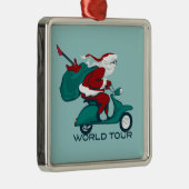 Santa's World Tour Scooter Metalen Ornament (Rechts)